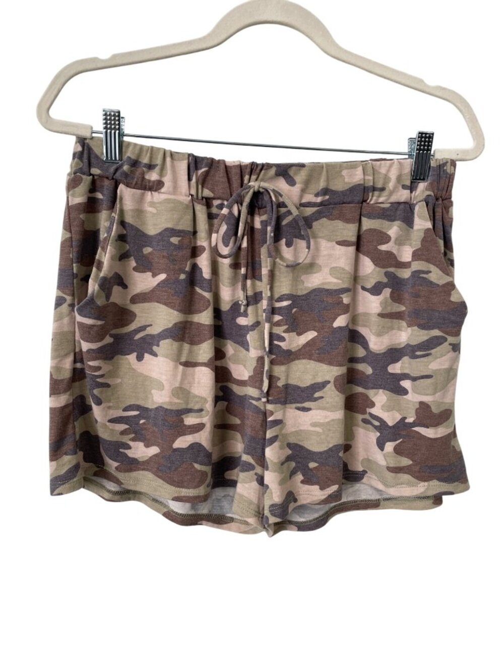 Honey Me Shorts Large Camo Print Lounge Comfy Casual Drawstring Waist Relaxed